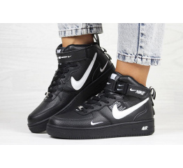 Женские высокие кроссовки Nike Air Force 1 '07 Mid Lv8 Utility черные с белым