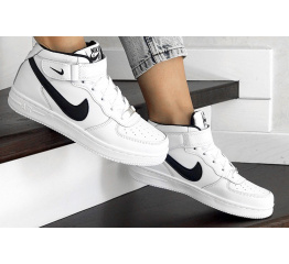 Женские высокие кроссовки Nike Air Force 1 Mid белые с черным
