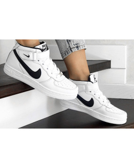 Жіночі високі кросівки Nike Air Force 1 Mid білі з чорним