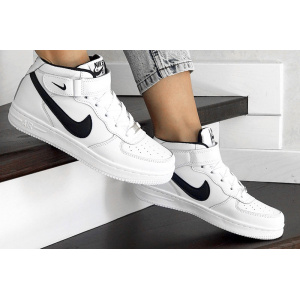 Женские высокие кроссовки Nike Air Force 1 Mid белые с черным