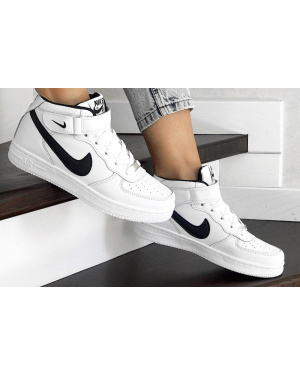 Жіночі високі кросівки Nike Air Force 1 Mid білі з чорним