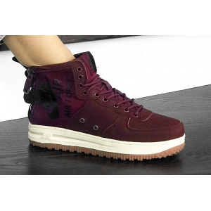 Женские высокие кроссовки Nike SF Air Force 1 Mid бордовые