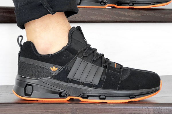Мужские кроссовки Adidas ADV EQT черные с оранжевым