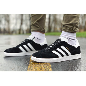 Мужские кроссовки Adidas Gazelle черные с белым