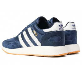 Мужские кроссовки Adidas Iniki Runner темно-синие с белым