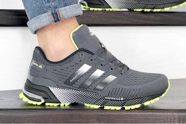 Мужские кроссовки Adidas Marathon TR темно-серые с салатовым