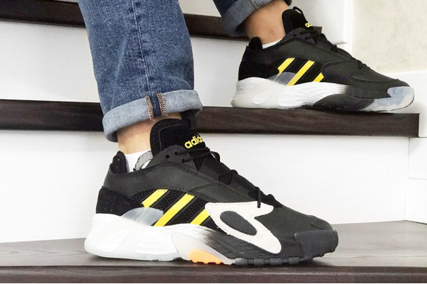 Мужские кроссовки Adidas Streetball черные с белым и желтым