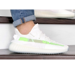 Мужские кроссовки Adidas Yeezy Boost 350 V2 белые с салатовым