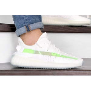 Чоловічі кросівки Adidas Yeezy Boost 350 V2 білі з салатовим