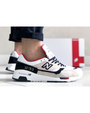 Мужские кроссовки New Balance 1500 бежевые с белым и красным