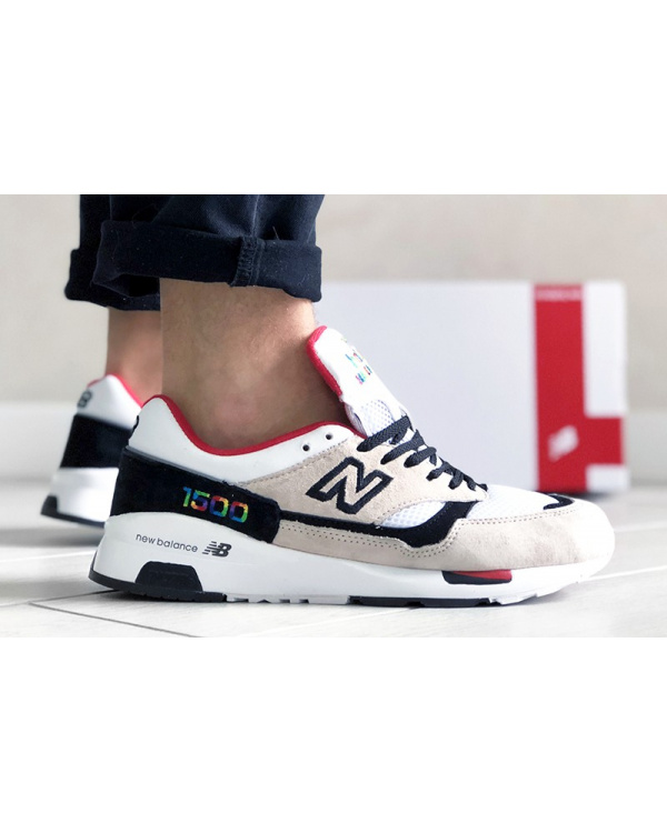 Мужские кроссовки New Balance 1500 бежевые с белым и красным