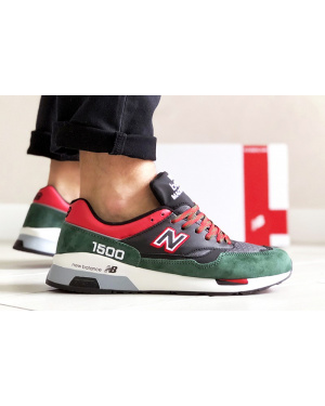 Мужские кроссовки New Balance 1500 зеленые с черным и красным