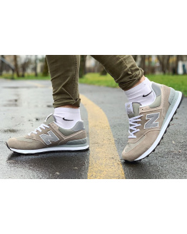 Мужские кроссовки New Balance 574 бежевые с серым