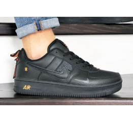 Мужские кроссовки Nike Air Force 1 low utility черные с оранжевым