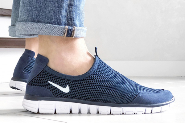 Мужские кроссовки Nike Air Free Run 3.0 Slip-On темно-синие с белым