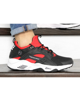 Чоловічі кросівки Nike Air Huarache х Fragment Design чорні з білим и красным