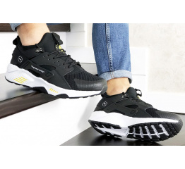 Мужские кроссовки Nike Air Huarache х Fragment Design черные с белым и желтым