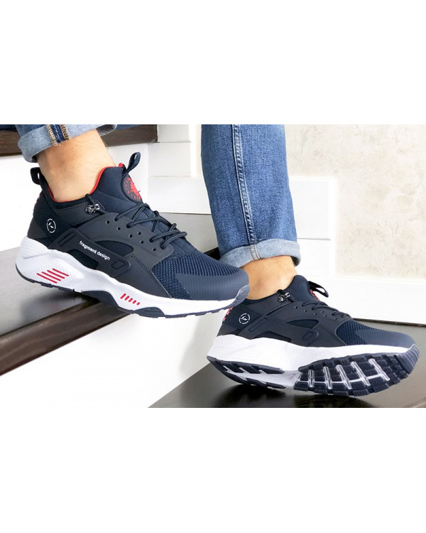 Чоловічі кросівки Nike Air Huarache х Fragment Design темно-сині з білим