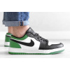 Мужские кроссовки Nike Air Jordan 1 Low белые с черным и зеленым
