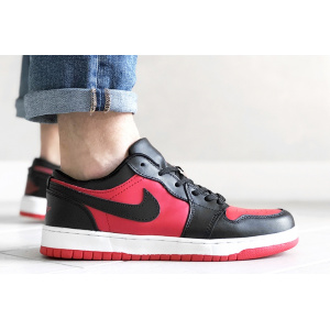 Мужские кроссовки Nike Air Jordan 1 Low красные с черынм