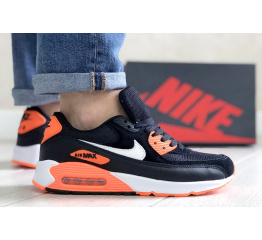 Купить Мужские кроссовки Nike Air Max 90 черные с белым и оранжевым