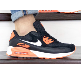 Купить Мужские кроссовки Nike Air Max 90 черные с белым и оранжевым в Украине