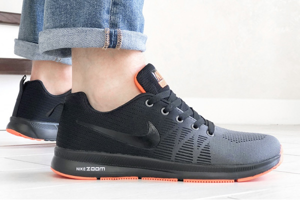 Мужские кроссовки Nike Air Zoom черные с серым и оранжевым