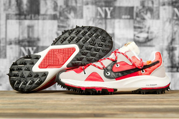 Мужские кроссовки Nike Air Zoom Terra Kiger 5 x Off-White красные с бежевым