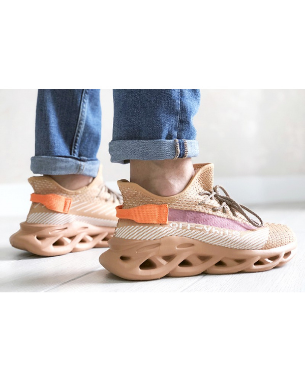 Мужские кроссовки Off-White персиковые
