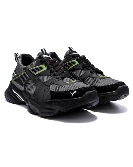Мужские кроссовки Puma серые с зеленым