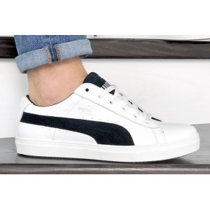 Мужские кроссовки Puma Suede белые с черным