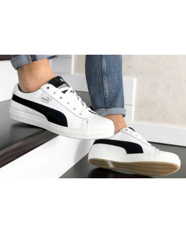 Мужские кроссовки Puma Suede белые с черным