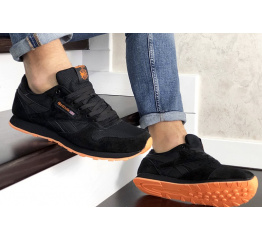 Мужские кроссовки Reebok Classic Leather черные с оранжевым