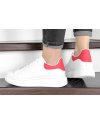 Купить Женские кроссовки Alexander McQueen Oversized Sole Low Sneaker белые с красным