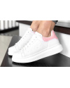 Женские кроссовки Alexander McQueen Oversized Sole Low Sneaker белые с розовым