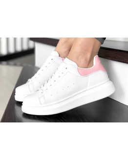 Жіночі кросівки Alexander McQueen Oversized Sole Low Sneaker білі з рожевим