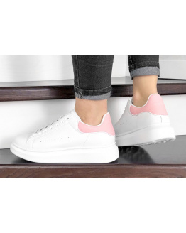 Жіночі кросівки Alexander McQueen Oversized Sole Low Sneaker білі з рожевим