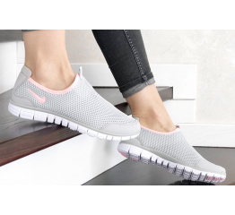 Женские кроссовки Nike Air Free Run 3.0 Slip-On светло-серые с розовым