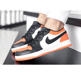 Женские кроссовки Nike Air Jordan 1 Low белые с черным и оранжевым