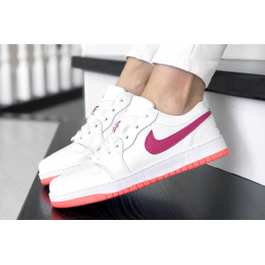 Жіночі кросівки Nike Air Jordan 1 Low білі с малиновым
