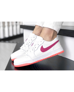 Жіночі кросівки Nike Air Jordan 1 Low білі с малиновым