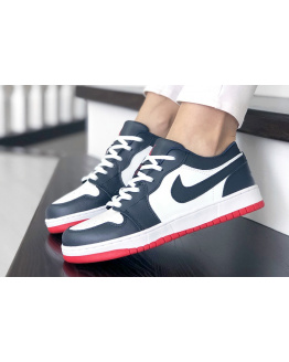 Жіночі кросівки Nike Air Jordan 1 Low білі с темно-синим и красным