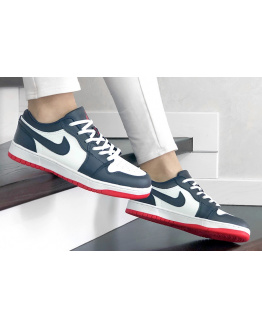 Жіночі кросівки Nike Air Jordan 1 Low білі с темно-синим и красным
