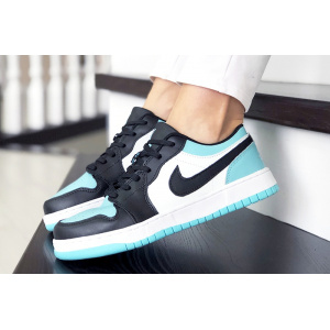 Жіночі кросівки Nike Air Jordan 1 Low бірюзові з білим и черным