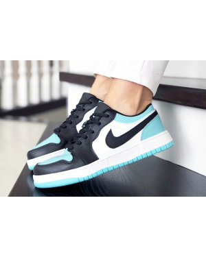 Жіночі кросівки Nike Air Jordan 1 Low бірюзові з білим и черным