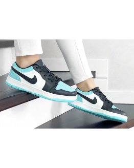 Жіночі кросівки Nike Air Jordan 1 Low бірюзові з білим и черным