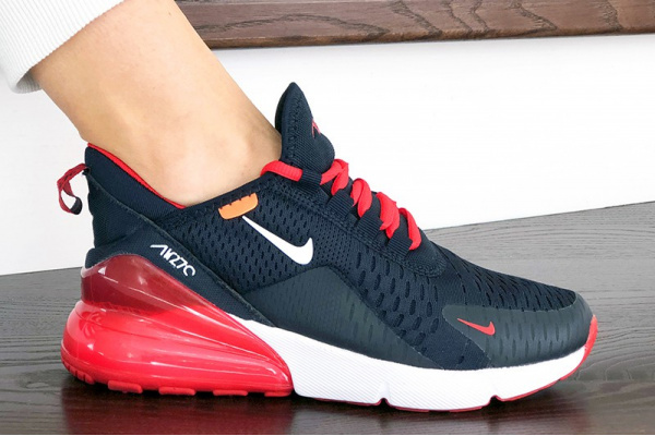 Женские кроссовки Nike Air Max 270 темно-синие с белым и красным