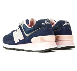 Женские кроссовки New Balance 574 темно-синие с розовым