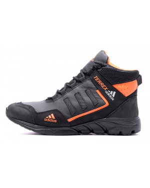 Чоловічі ботинки зимові Adidas TERREX чорні з помаранчевим