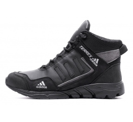 Купить Мужские ботинки на меху Adidas TERREX черные с серым